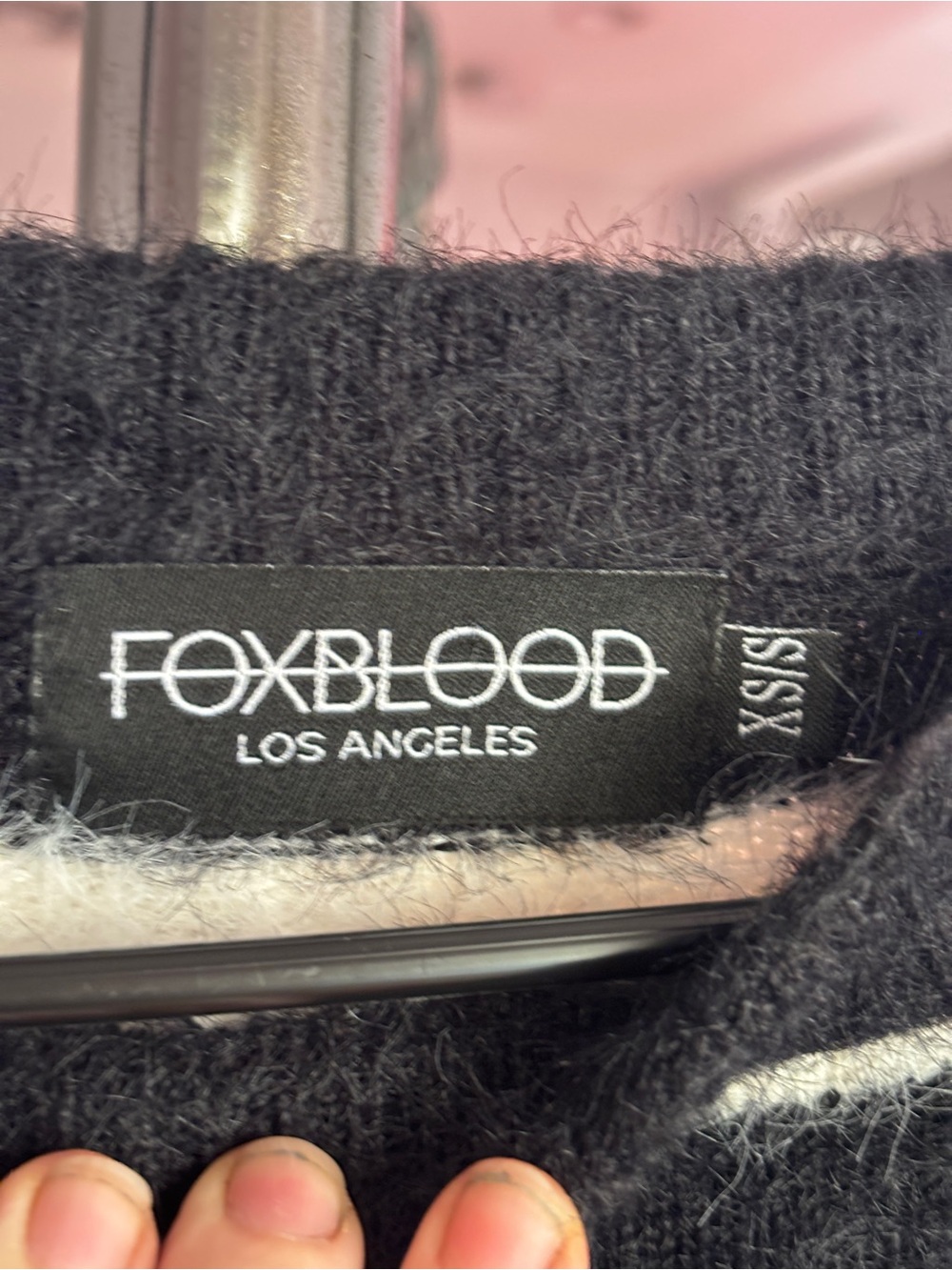 Black & White Striped Fuzzy Crewneck Sweater - Picture 2 of 3